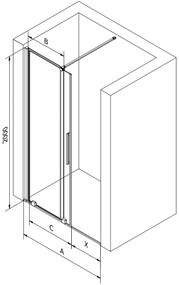 Mexen Velar, posuvné dvere do otvoru 85x200 cm, 8mm číre sklo, chrómový profil, 871-085-000-01-01