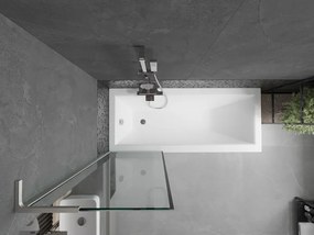 Mexen Next L, 1-krídlová vaňová zástena 60 x 150 cm, 6mm číre sklo-čierny vzor, 6mm číre sklo, profil brúsená oceľ, 895-060-000-03-70-97