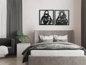 drevko Dvojdielny obraz Srdce Ježiša a Srdce Márie Rozmer obrazu: 33 x 65 cm, Farba dekorácie: Čierna