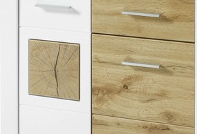 Úložná komoda/ botník Materio, dub/biela