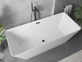Mexen Velo Slim, voľne stojaca vaňa 170 × 75 cm, biela lesklá, čierny prepad, 52811707500-70