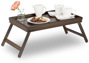 Bambusový stolík na raňajky do postele Relaxdays (tmavohnedý) – RD10023235