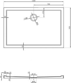 Mexen Flow Slim, obdĺžniková sprchová vanička 140 x 95 cm, čierna matná, 46R709514