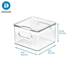 Transparentný úložný box s vekom iDesign The Home Edit, 15,2 x 15,2 cm