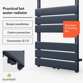Blumfeldt Fairmont, 50 x 107, radiátor, 509 W, teplovodný, 4 vešiaky uterákov, 1/2"