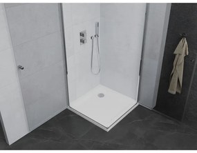 Mexen Pretoria Duo, sprchovací kút s 2-krídlovými dverami 70 (dvere) x 70 (dvere) cm, 6mm číre sklo, chrómový profil + slim sprchová vanička 5cm biela, 852-070-070-01-02-4010