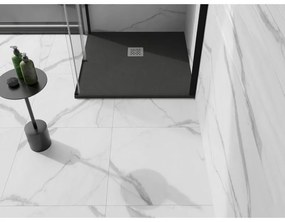 Mexen Stone+, štvorcová vanička z minerálneho kompozitu 80 x 80 cm, antracitová, 44718080