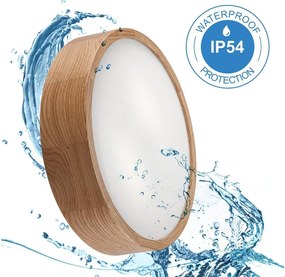 Lamkur Kúpeľňové stropné svietidlo OAK 3xE27/15W/230V dub ø 37 cm IP54 LA49441