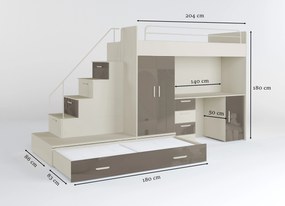 Detská posteľ Ruby V (kašmír + lesk sivý) (s roštami). Vlastná spoľahlivá doprava až k Vám domov. 1121274