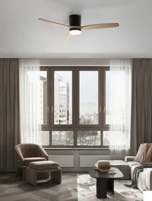 LED čierno-drevené dizajnové stropné svietidlo Aloa s diaľkovým ovládaním 18W
