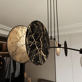 Luster na lanku MOTIF 4xE27/15W/230V čierna/zlatá