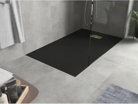 Mexen Hugo, obdĺžniková sprchová vanička SMC 150 x 90 cm, čierna, zlatá krytka, 42709015-G