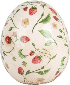 Keramické dekoračné vajíčko s jahôdkami Wild Strawberries L - Ø 14*16 cm
