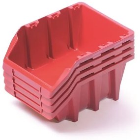 Sada 4 úložných boxov po 29,5 × 19,8 × 13,3 cm, červená