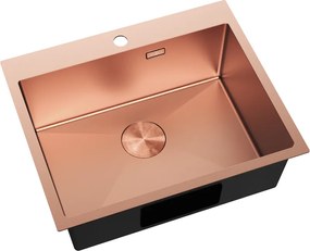 Mexen Solix, 1-komorový nerezový drez 600 x 500 mm, brúsená meď, 6408601000-65
