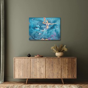 Obraz - Morská víla s delfínmi (70x50 cm)
