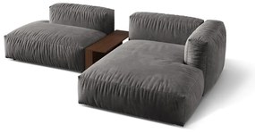 Sivá zamatová modulárna rohová pohovka (pravý roh/s leňoškou) Martina – Micadoni