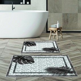 Súprava 2 kusov kúpeľňových predložiek FeatherLike čierna/biela