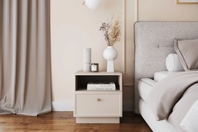 Nočný stolík Lorini 45 cm na sokli - kašmírová / zlatá úchytka G