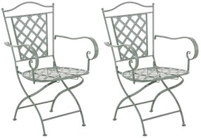 Kovová stolička Adara (SET 2 ks) - Zelená antik