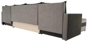 Čalúnená univerzálna rozkladacia sedacia súprava do tvaru U BRISTOL sivá/čierna
