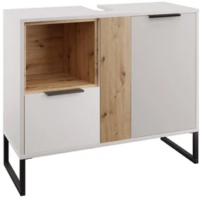 Skrinka pod umývadlo Cubin 03 (biela + dub artisan). Vlastná spoľahlivá doprava až k Vám domov. 1119512
