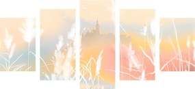 5-dielny obraz zámok v pastelovej krajine Varianta: 100x50