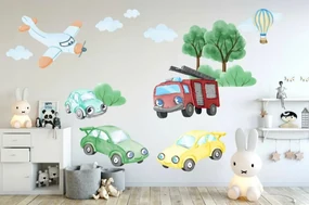 Originálne detské nálepky na stenu dopravné autá 60 x 120 cm