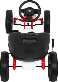 Ramiz Pedálová motokára ABARTH pre deti biela + EVA kolesá + ručná brzda + voľnobeh
