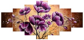 Gario Ručne maľovaný obraz Rastúce fialové kvety - 7 dielny Rozmery: 210 x 100 cm