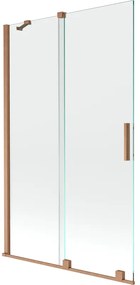 Mexen Velar, 2-krídlová posuvná vaňová zástena 110 x 150 cm, 8mm číre sklo, medená matná, 896-110-000-01-65