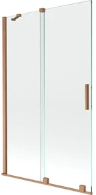Mexen Velar, 2-krídlová posuvná vaňová zástena 110 x 150 cm, 8mm číre sklo, medená matná, 896-110-000-01-65
