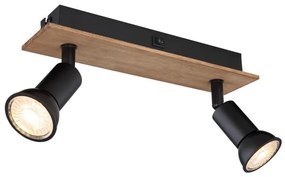 Globo 57998-2W - Bodové svietidlo DREW 2xGU10/35W/230V drevo/čierna