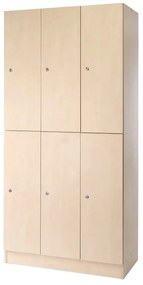 Drevená šatníková skrinka Visio - 6 boxov, 90 x 45 x 185 cm, cylindrický zámok, javor