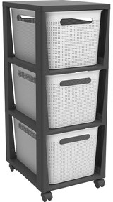 Bielo-čierny plastový pojazdný regál 30x77 cm Brisen - Rotho