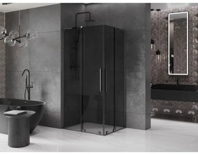 Mexen Velar L Duo, sprchový kút s posuvnými dverami 90 x 80 cm, 8mm šedé sklo, brúsený grafit, 871-080-090-02-43-66