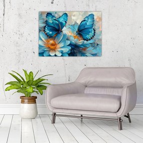 Obraz - Modrí motýle (70x50 cm)