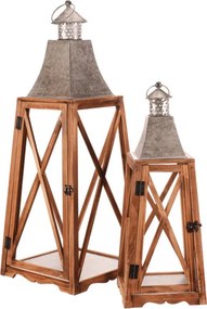 Set dvoch drevených lampášov hnedý DA207 (2 ks)