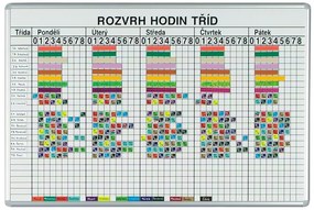 Tabuľa na rozvrh hodín ekoTAB, pre 26 tried, 1000 x 700 mm