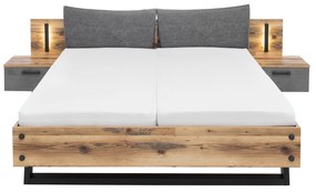Sconto Posteľ s nočnými stolíkmi DENTON dub lodge/antracitová, 180x200 cm