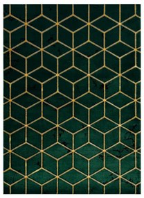Koberec EMERALD exkluzívny 1014 glamour, štýlový kocky zeleno / zlatý