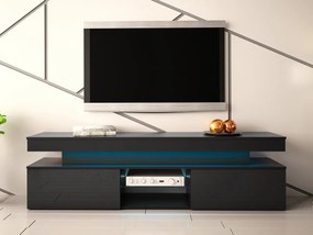 TV stolík/skrinka s LED osvetlením Lestirola 2D 190, Farba: čierna / čierny lesk