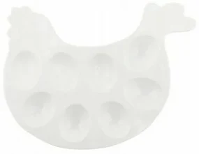 Florina Porcelánový tanier na vajíčka Sliepočka, 26,5 x 20,5 x 2 cm