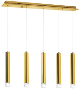 Závesné svietidlo Goldie, 5x zlaté kovové tienidlo, g