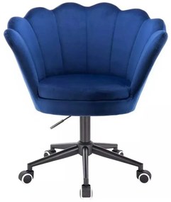 LuxuryForm DESIGN Kreslo FREY VELUR na čiernej podstave s kolieskami - modré