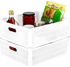 Orion XL - Univerzálny košík NESTA, výsuvné klapky na stohovanie, biely, 38 x 33 x 13 cm