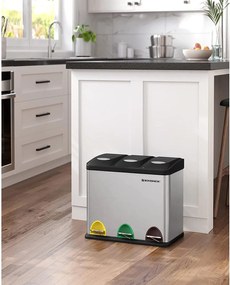 Selektívny odpadkový kôš 24 l, nehrdzavejúca oceľ, strieborný