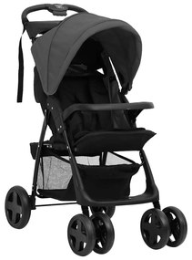 3-v-1 detský kočík tmavosivý a čierny oceľový