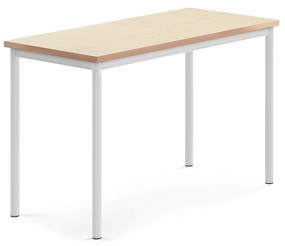 Stôl SONITUS, 1200x600x760 mm, linoleum - béžová, biela