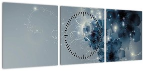 Obraz - Nežné kvety (s hodinami) (90x30 cm)